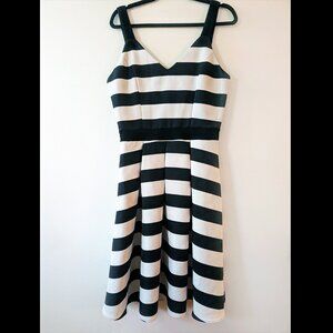 Flouncy Black & White Striped Dress